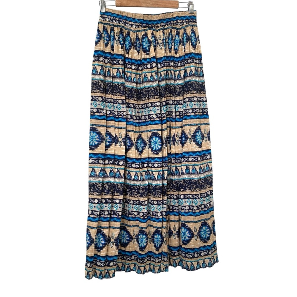 Vintage 90s Blue Black Southwestern Print Skirt S M